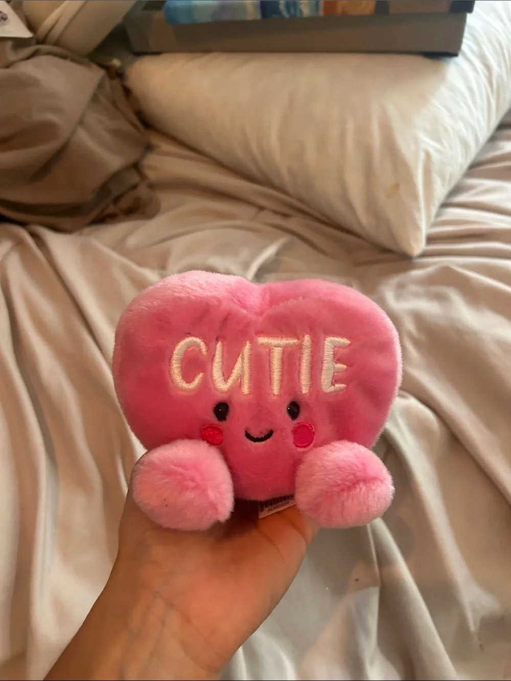 Pink Heart Plush with 'CUTIE' Embroidery